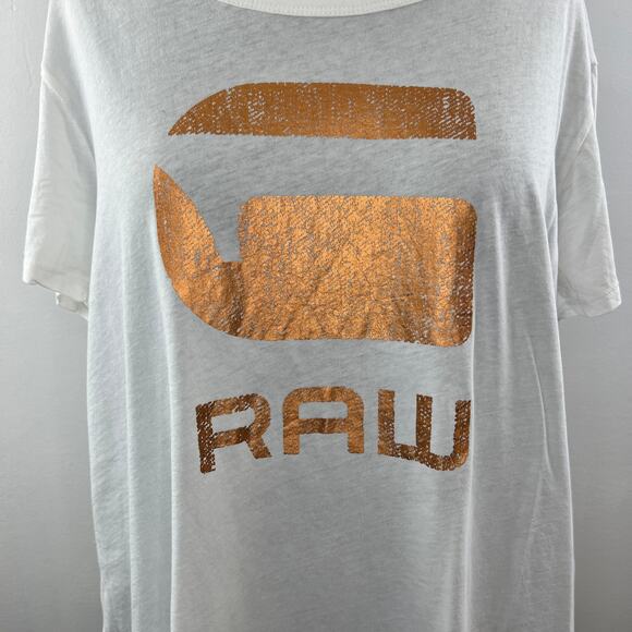 G-STAR RAW White Short Sleeve Foil Graphic Logo Short Sleeve T-Shirt XXL NEW - Picture 2 of 11